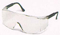 Safety Glasses, Tacoma, Contemporary Wraparound Style Without Frame, Black Adjustable Temples, Clear Coated Lens - Safety Glasses